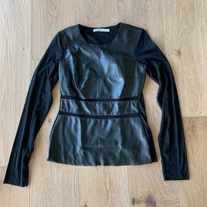Bailey44 faux leather & mesh top